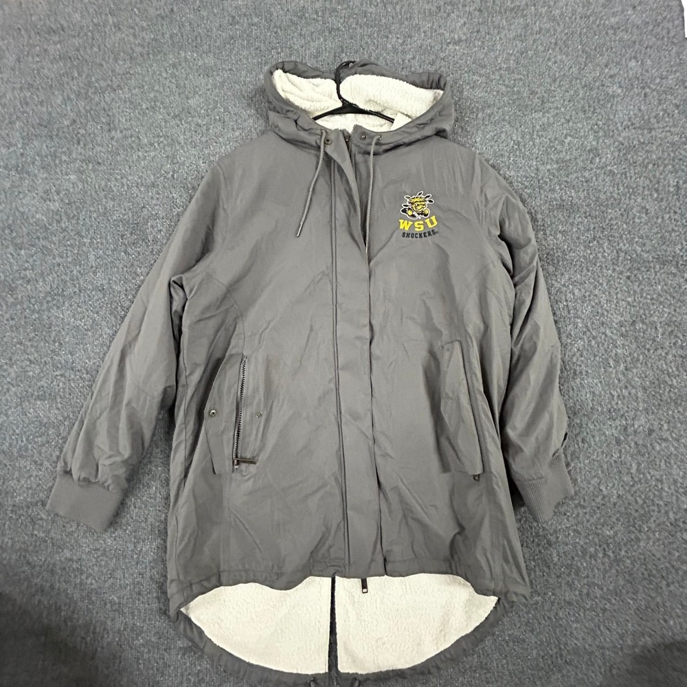 Champion Jacket Womens Small Gray WSU Shockers Sherpa Lined Hooded Parka Coat